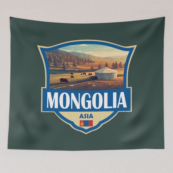 Item preview, Mongolia Illustration Retro Badge designed and sold by KrisSidDesigns.