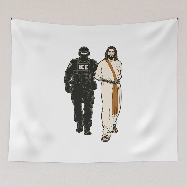 Item preview, ICE Arrests Jesus — Anti-ICE Justice Graphic / Minneapolis Protest Art / Protest Art on Power, Faith & Modern Authority designed and sold by BrainBubbleArt.