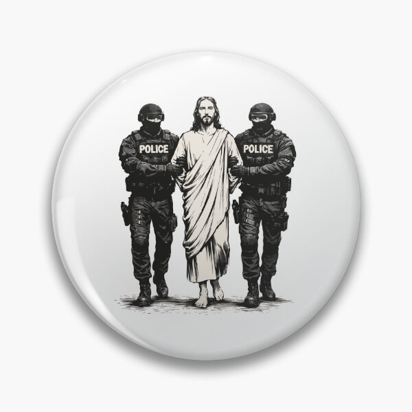 Item preview, Jesus Escorted by Police / ICE – Anti-ICE Protest Art, Faith & Justice Illustration designed and sold by BrainBubbleArt.