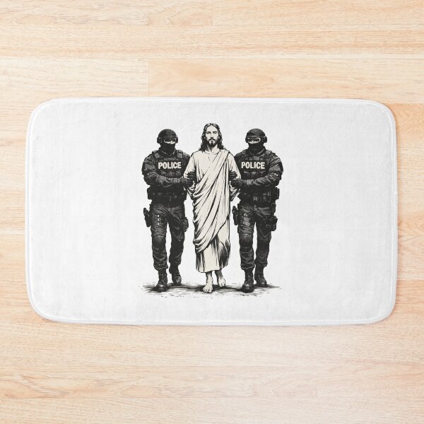 Item preview, Jesus Escorted by Police / ICE – Anti-ICE Protest Art, Faith & Justice Illustration designed and sold by BrainBubbleArt.