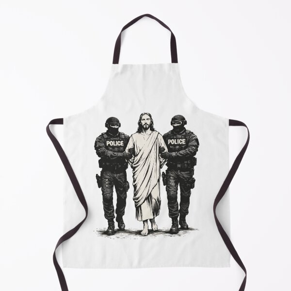Item preview, Jesus Escorted by Police / ICE – Anti-ICE Protest Art, Faith & Justice Illustration designed and sold by BrainBubbleArt.