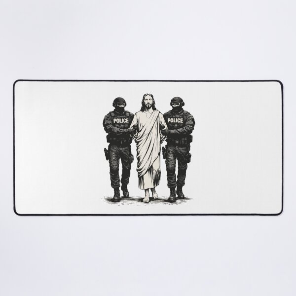 Item preview, Jesus Escorted by Police / ICE – Anti-ICE Protest Art, Faith & Justice Illustration designed and sold by BrainBubbleArt.