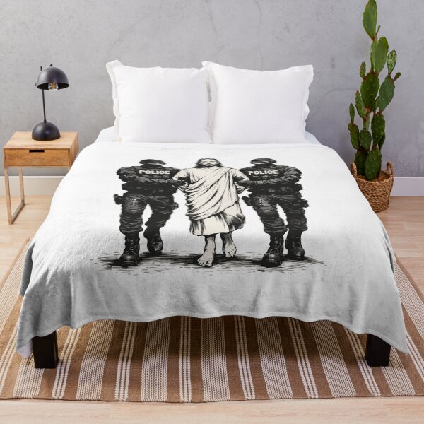 Item preview, Jesus Escorted by Police / ICE – Anti-ICE Protest Art, Faith & Justice Illustration designed and sold by BrainBubbleArt.