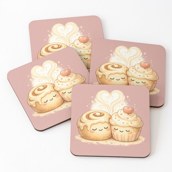 Item preview, Cozy Valentine Dessert Duo – Heart Steam Kawaii Food Illustration designed and sold by MeghannsMinimalMeals.