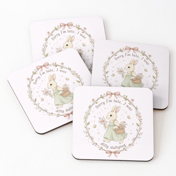 Item preview, Sorry I'm Late Dilly Dallying Cute Cottagecore Bunny designed and sold by DigitalMomy.