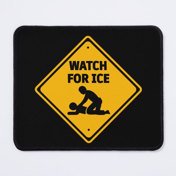 Item preview, Watch for ICE Warning Sign – Bold Yellow Protest Graphic with Falling Figure Symbolism | Political Street Art Design designed and sold by BrainBubbleArt.