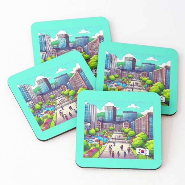 Item preview, Beautiful Korean University Campus – Cute Label with Korean Flag    designed and sold by PaintMeWorld.