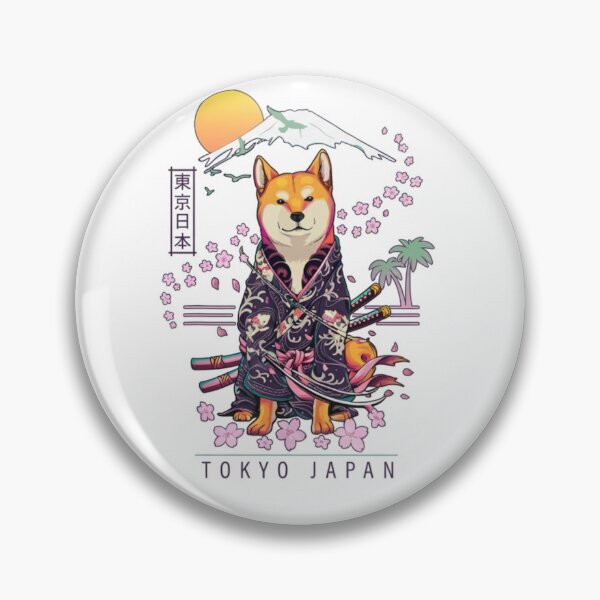Item preview, Kawaii Shiba Inu Samurai in Kimono designed and sold by RetroJapanCo.