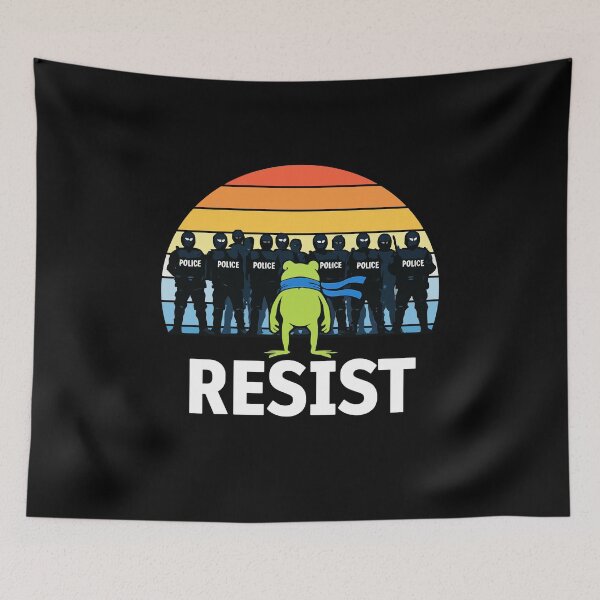Item preview, RESIST — Defiant Frog Protest Art Against ICE & Police Power | Bold Anti-ICE Activist Graphic designed and sold by BrainBubbleArt.