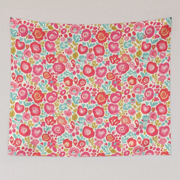 Item preview, Bright Pink Folk Art Floral Bloom – Seamless Scandinavian Folk Art Pattern by heidiannemorris © designed and sold by FOLK ART FUSION by heidiannemorris.