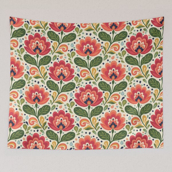 Item preview, Folk Art Floral Harmony – Seamless Scandinavian Folk Art Pattern by heidiannemorris © designed and sold by FOLK ART FUSION by heidiannemorris.