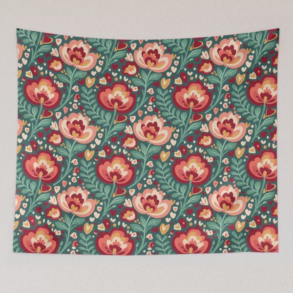 Item preview, Folk Art Petal Bloom – Seamless Scandinavian Folk Art Pattern by heidiannemorris © designed and sold by FOLK ART FUSION by heidiannemorris.