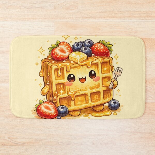 Item preview, Cute Waffle with Syrup and Berries Illustration | Cozy Kawaii Breakfast Food Art designed and sold by MeghannsMinimalMeals.