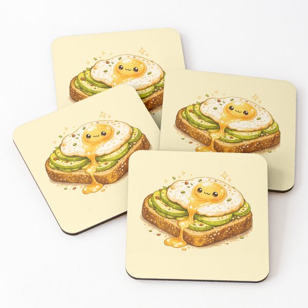Item preview, Cute Avocado Toast with Runny Egg Illustration | Cozy Breakfast Food Art designed and sold by MeghannsMinimalMeals.