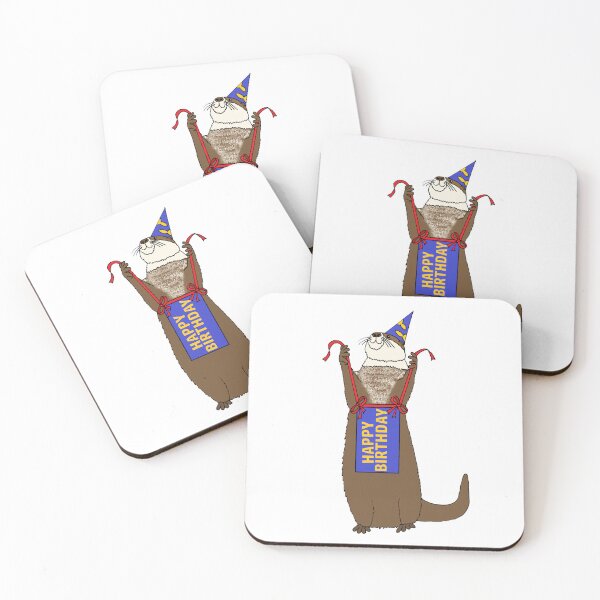 Item preview, Happy Birthday Party River Otter Die Cut designed and sold by JoyousArt4u.