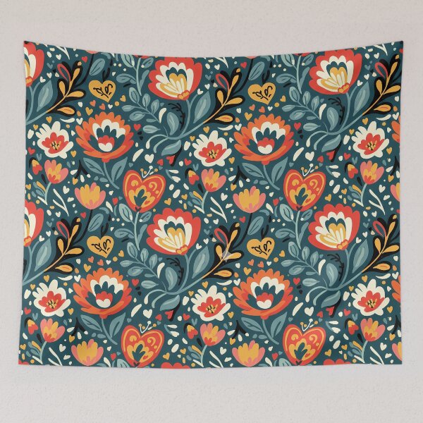 Item preview, Folk Art Floral Meadow – Seamless Scandinavian Folk Art Pattern by heidiannemorris © designed and sold by FOLK ART FUSION by heidiannemorris.