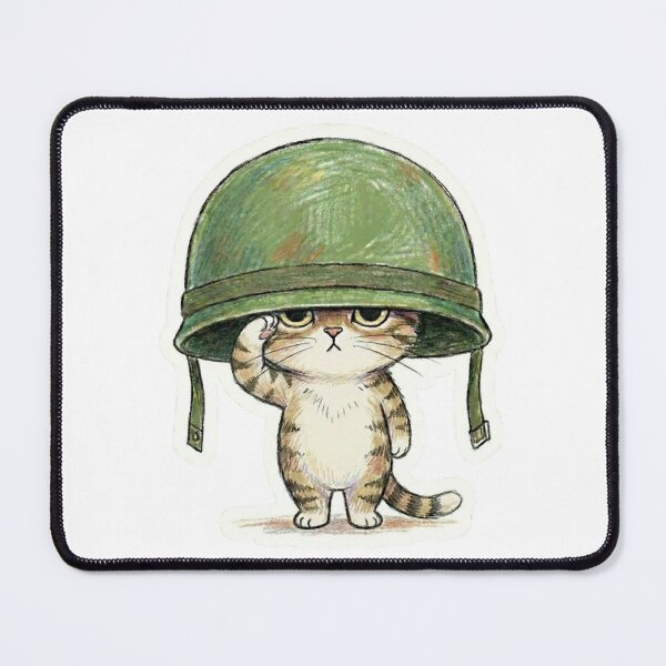 Item preview, Cute Saluting Kitten in Oversized Military Helmet - Funny Soldier Cat designed and sold by Simple Graphics.