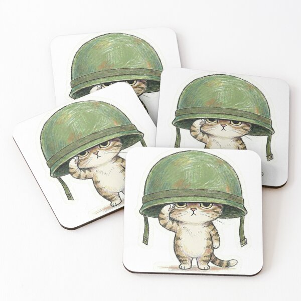 Item preview, Cute Saluting Kitten in Oversized Military Helmet - Funny Soldier Cat designed and sold by Simple Graphics.
