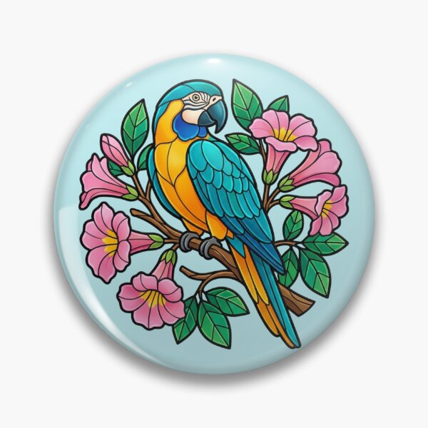 Item preview, Circular Tropical Macaw Floral Art designed and sold by BirdsnStuff.