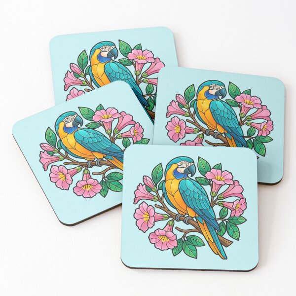 Item preview, Circular Tropical Macaw Floral Art designed and sold by BirdsnStuff.