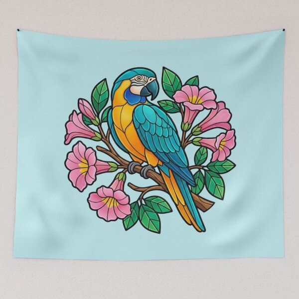 Item preview, Circular Tropical Macaw Floral Art designed and sold by BirdsnStuff.