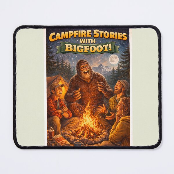 Item preview, Big foot laughing with other campers at a campsite - campfire stories designed and sold by PIXEL POP DESIGNS - Beyond the Norm!.