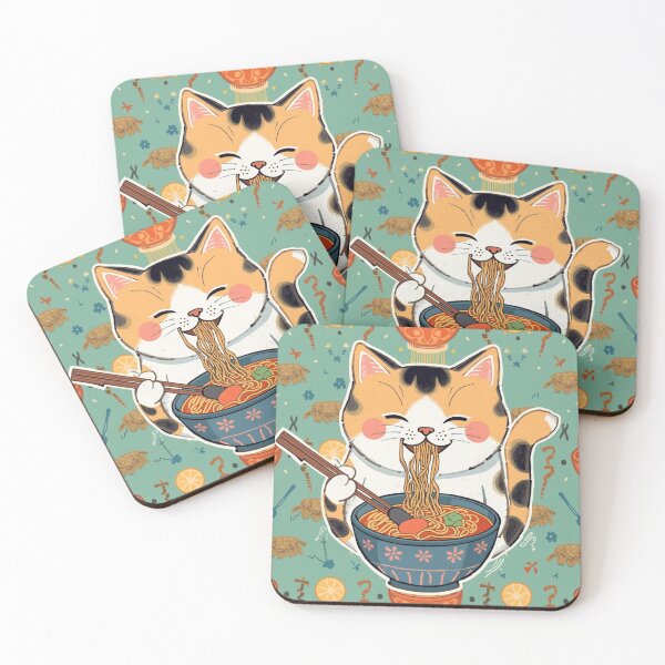 Item preview, Kawaii Cat Eating Ramen designed and sold by JosueShop101.