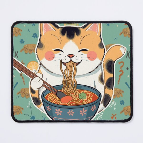 Item preview, Kawaii Cat Eating Ramen designed and sold by JosueShop101.