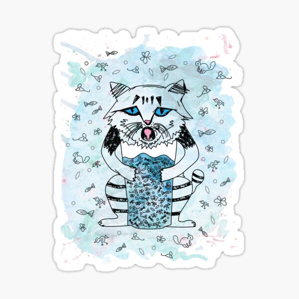 Emotional cat. Blue Sticker