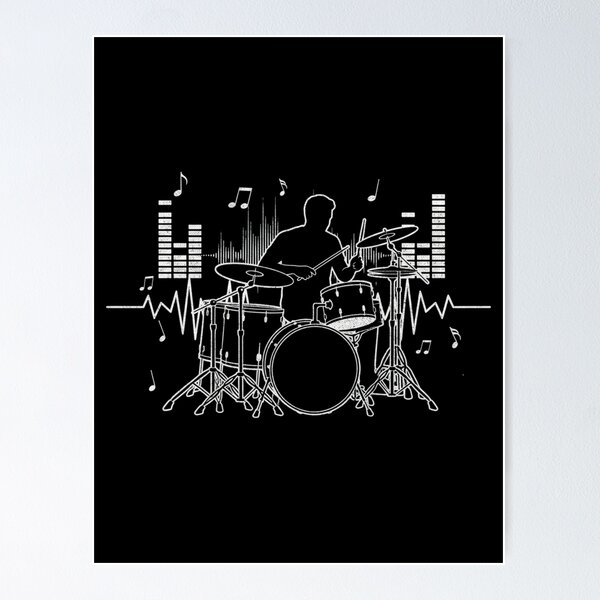 Item preview, Drummer Heartbeat Pulse - Musical Rhythm Drum Kit Silhouette designed and sold by Rhythm Thru Art .