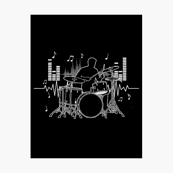 Item preview, Drummer Heartbeat Pulse - Musical Rhythm Drum Kit Silhouette designed and sold by Rhythm Thru Art .