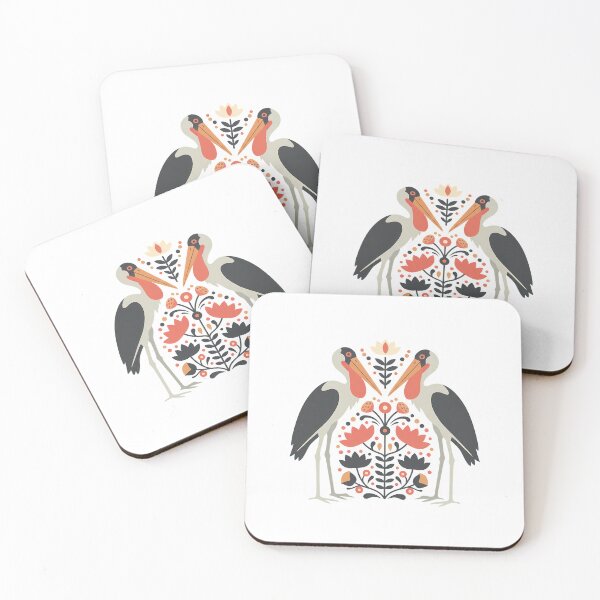 Item preview, Greater Adjutant Stork Folk Art Motif – Scandinavian Wildlife Illustration by heidiannemorris © designed and sold by FOLK ART FUSION by heidiannemorris.