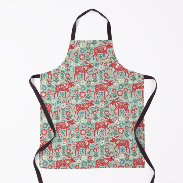 Item preview, Folk Art Moose with Hearts – Seamless Scandinavian Pattern by heidiannemorris © designed and sold by FOLK ART FUSION by heidiannemorris.