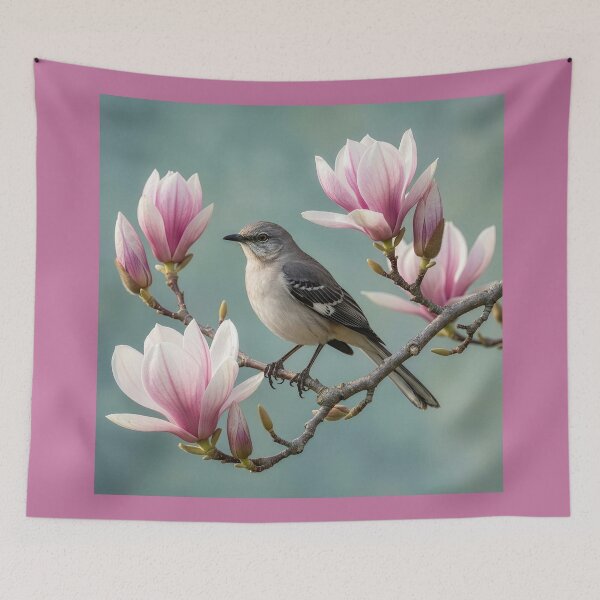 Item preview, Mockingbird on a Flowering Magnolia Branch designed and sold by Tridentulus.
