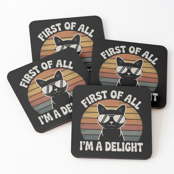 Item preview, First Of All I'm A Delight Sarcastic Cat vintage designed and sold by Meryem Mamouni.