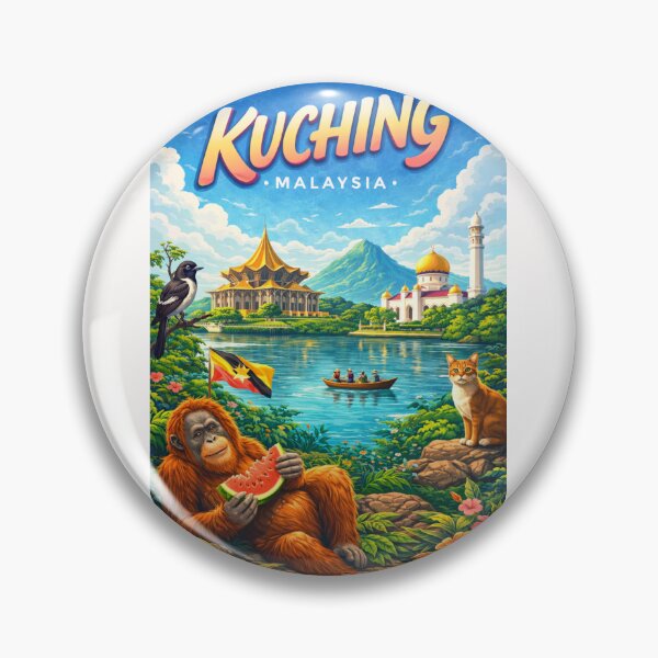 Item preview, Kuching Waterfront Harmony – Sarawak River, State Assembly & Cat Culture designed and sold by Places On Earth.