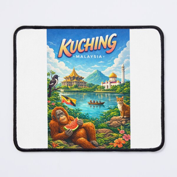 Item preview, Kuching Waterfront Harmony – Sarawak River, State Assembly & Cat Culture designed and sold by Places On Earth.