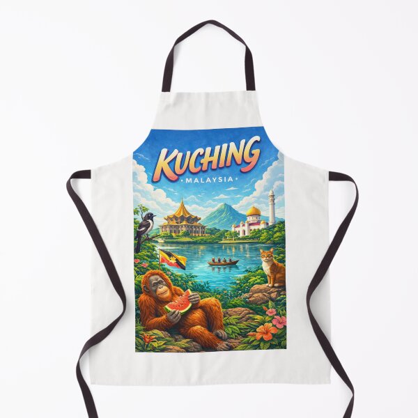 Item preview, Kuching Waterfront Harmony – Sarawak River, State Assembly & Cat Culture designed and sold by Places On Earth.