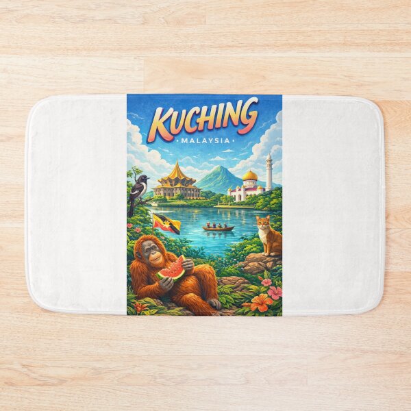 Item preview, Kuching Waterfront Harmony – Sarawak River, State Assembly & Cat Culture designed and sold by Places On Earth.