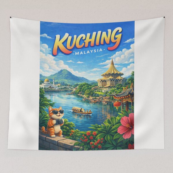 Item preview, Kuching Riverside Magic – Sarawak River, Chinatown & Golden Mosque Glow designed and sold by Places On Earth.