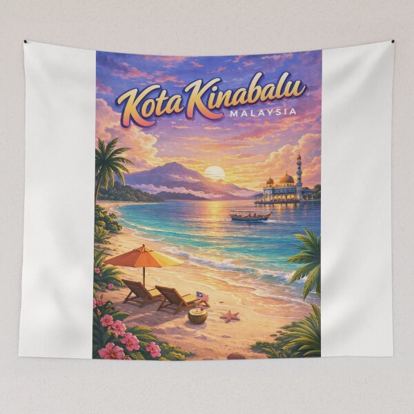 Item preview, Kota Kinabalu Sunset Coast – Tanjung Aru, City Mosque & Mount Kinabalu View designed and sold by Places On Earth.