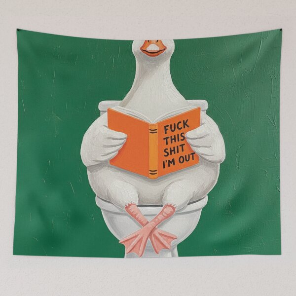 Item preview, Funny Goose on Toilet Bathroom Decor - Are You Pooping? Acrylic Art Poster designed and sold by Mangartist07.