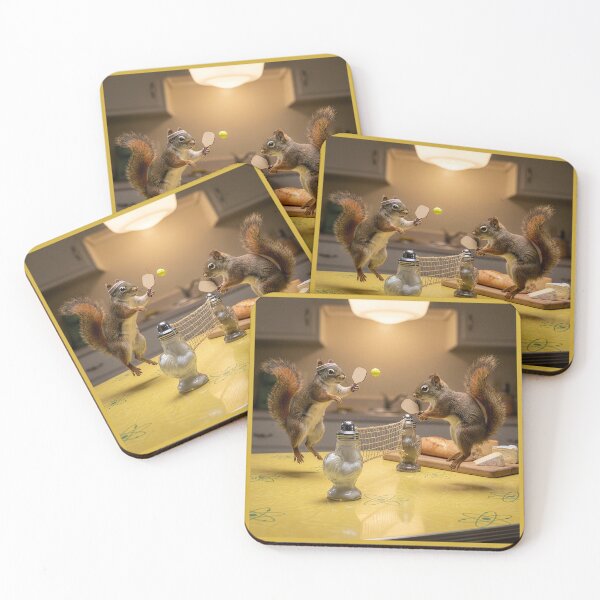 Item preview, Rowdy Red Squirrels Play Pickleball on Kitchen Table designed and sold by Tridentulus.