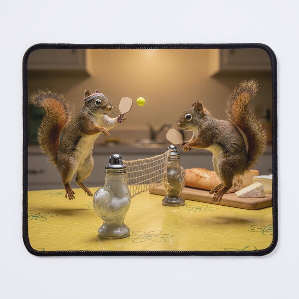 Item preview, Rowdy Red Squirrels Play Pickleball on Kitchen Table designed and sold by Tridentulus.