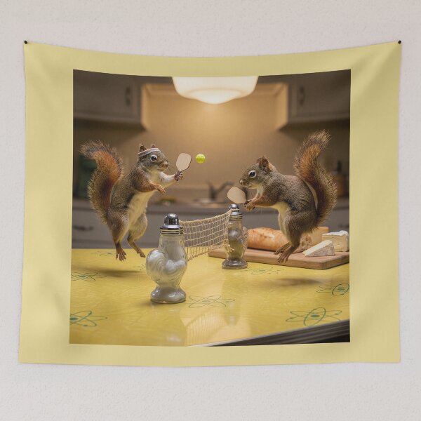 Item preview, Rowdy Red Squirrels Play Pickleball on Kitchen Table designed and sold by Tridentulus.