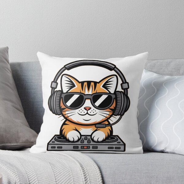 Item preview, DJ Cat Musician Style Funny Cat  designed and sold by Meryem Mamouni.