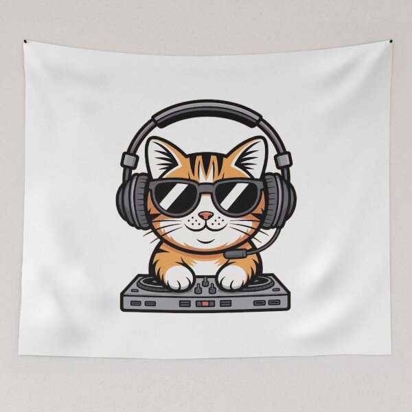 Item preview, DJ Cat Musician Style Funny Cat  designed and sold by Meryem Mamouni.