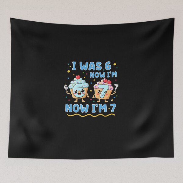 Item preview, I was 6 Now I'm 7 Blue Checkered Funny Birthday Boy Kid designed and sold by yaginoie.