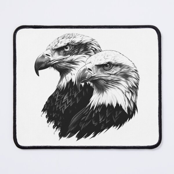 Item preview, Pair of Bald Eagles – Black and White Bird of Prey Illustration designed and sold by inkoutninja.