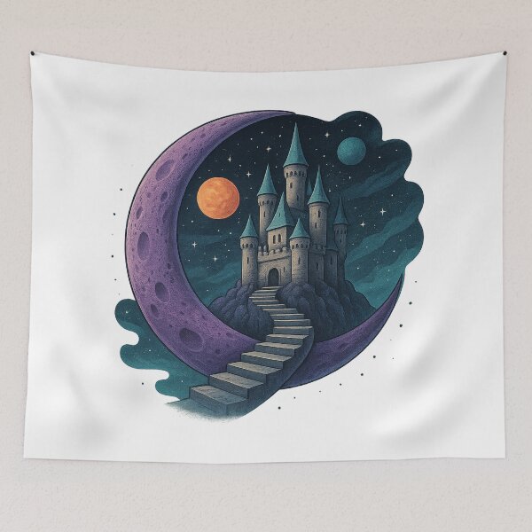 Item preview, Moonlit Fantasy Castle Dreamscape designed and sold by chromatalove.